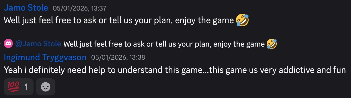 Discord quote: this game is very addictive and fun